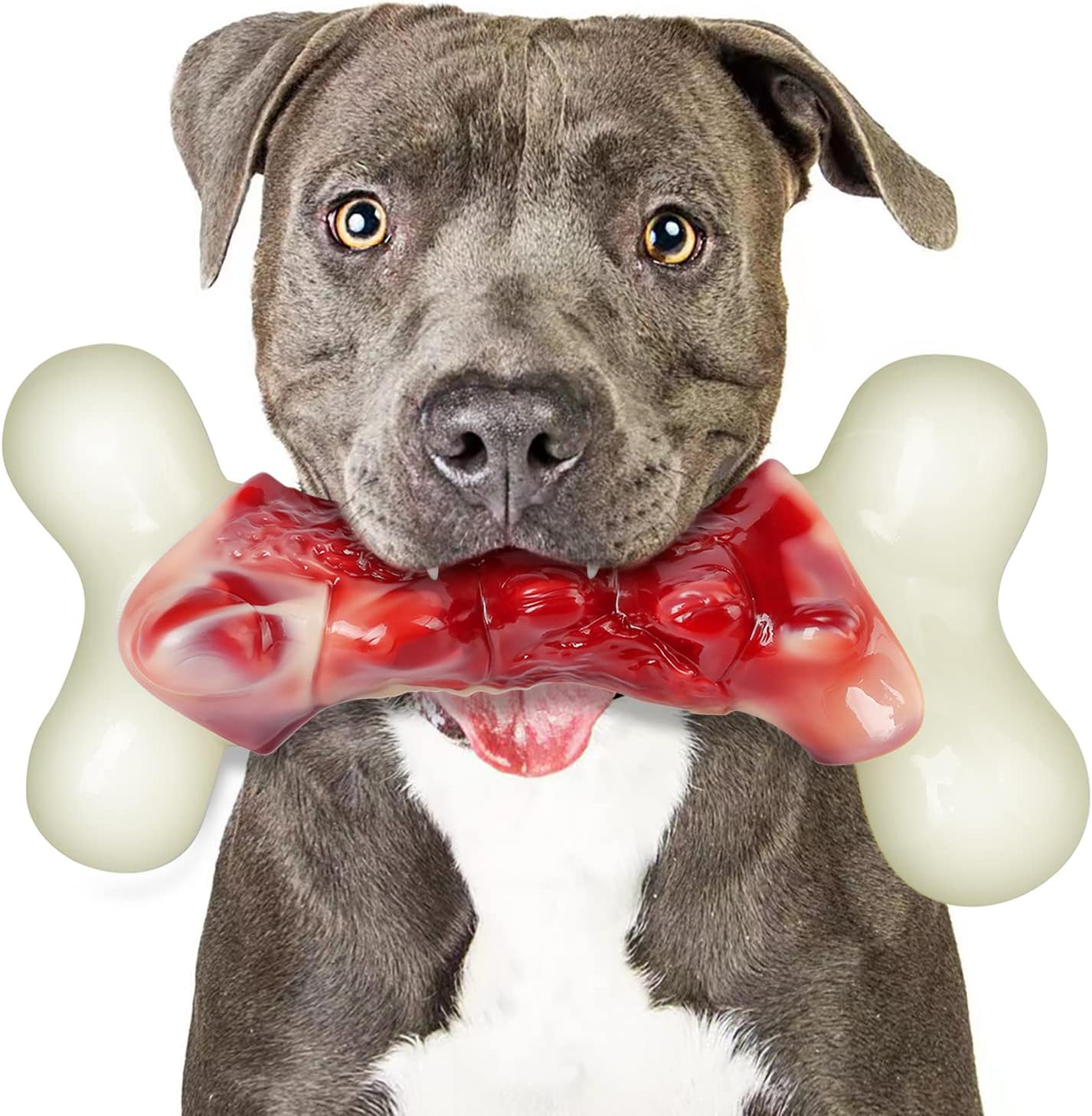 Dog Toys for Aggressive Chewers Indestructible Large Dogs,Real Bacon Flavored,Dog Chew Toy Bones Medium/Large Breed Dogs,Best to Keep Them Busy