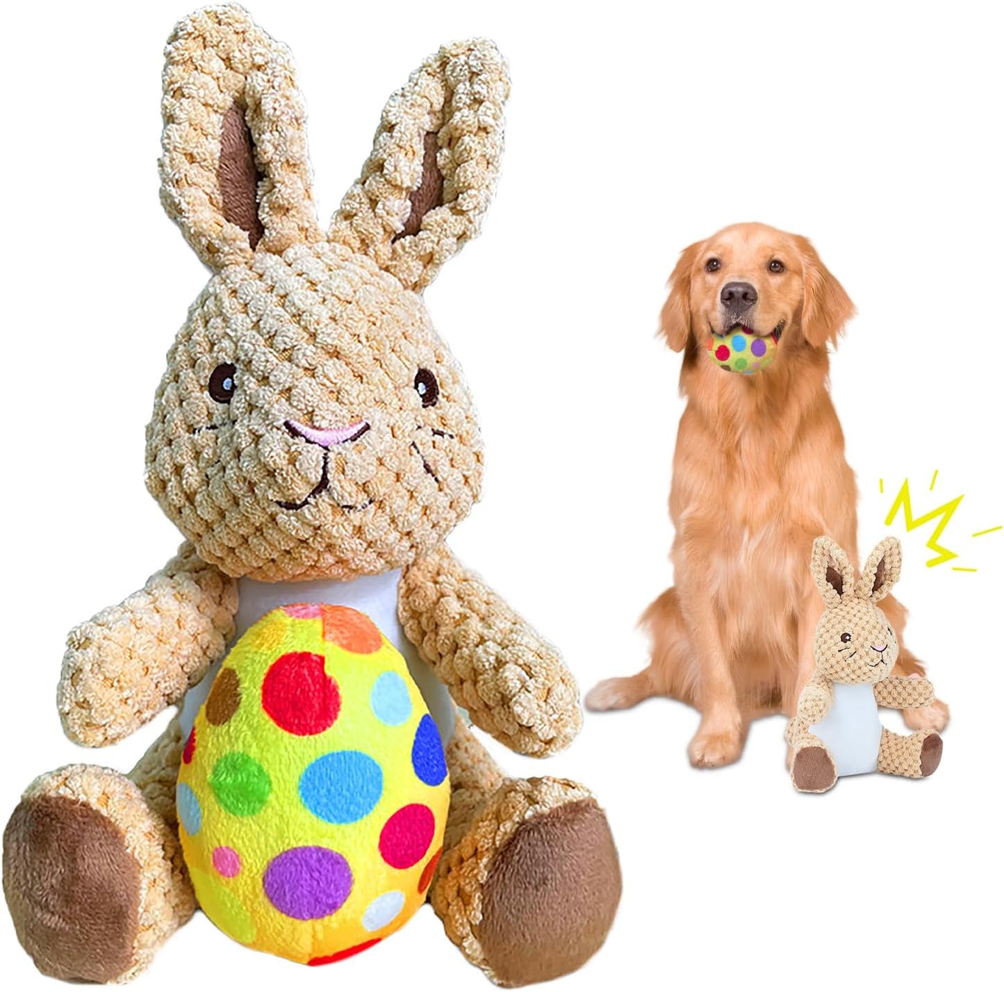 Dog Toys Easter Rabbit Egg Plush Dog Toy Puppy Dog Squeaky Toys Small Dog Toy Stuffed Animal Dog Plush Toys for Small Medium Large Dogs