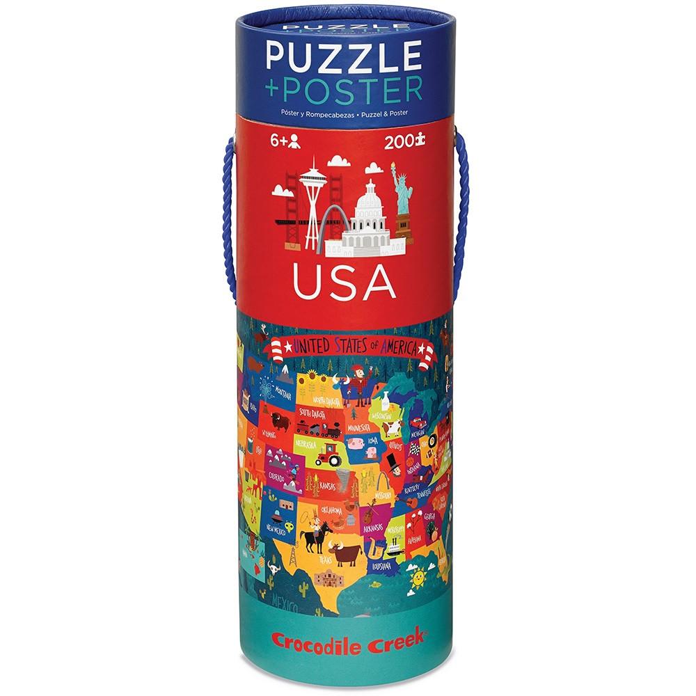 Crocodile Creek Puzzle & Poster USA - Tadpole