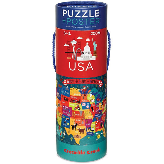 Crocodile Creek Puzzle & Poster USA - Tadpole