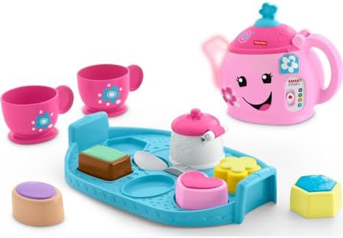 Fisher-Price Laugh & Learn Toddler Learning Toy Sweet Manners Tea Set With Smart Stages For Pretend Play Ages 18+ Months