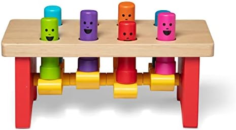 Melissa & Doug Deluxe Pounding Bench Wooden Toy With Mallet - STEAM Toddler Toy
