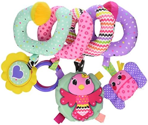 Infantino Stretch & Spiral Activity Toy - Textured Play Activity Toy for Sensory Exploration and Engagement, Ages 0 and Up, Pink Farm, 1 Count (Pack of 1)