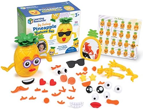 Learning Resources Big Feelings Pineapple Deluxe Set, 50 Pieces, Ages 3+, Social Emotional Learning Toys, Sensory Toys for Toddlers, Speech Therapy Materials, Fine Motor Skills Toys, Yellow, Small