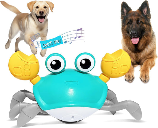 HONGID Crawling Crab Dog Toys,Escaping Crab Dog Toy with Obstacle Avoidance Sensor,Interactive Dog Toys with Music Sounds & Lights for Dogs Cats Pets,Christmas Toy Gift for Puppy/Small/Medium Dogs