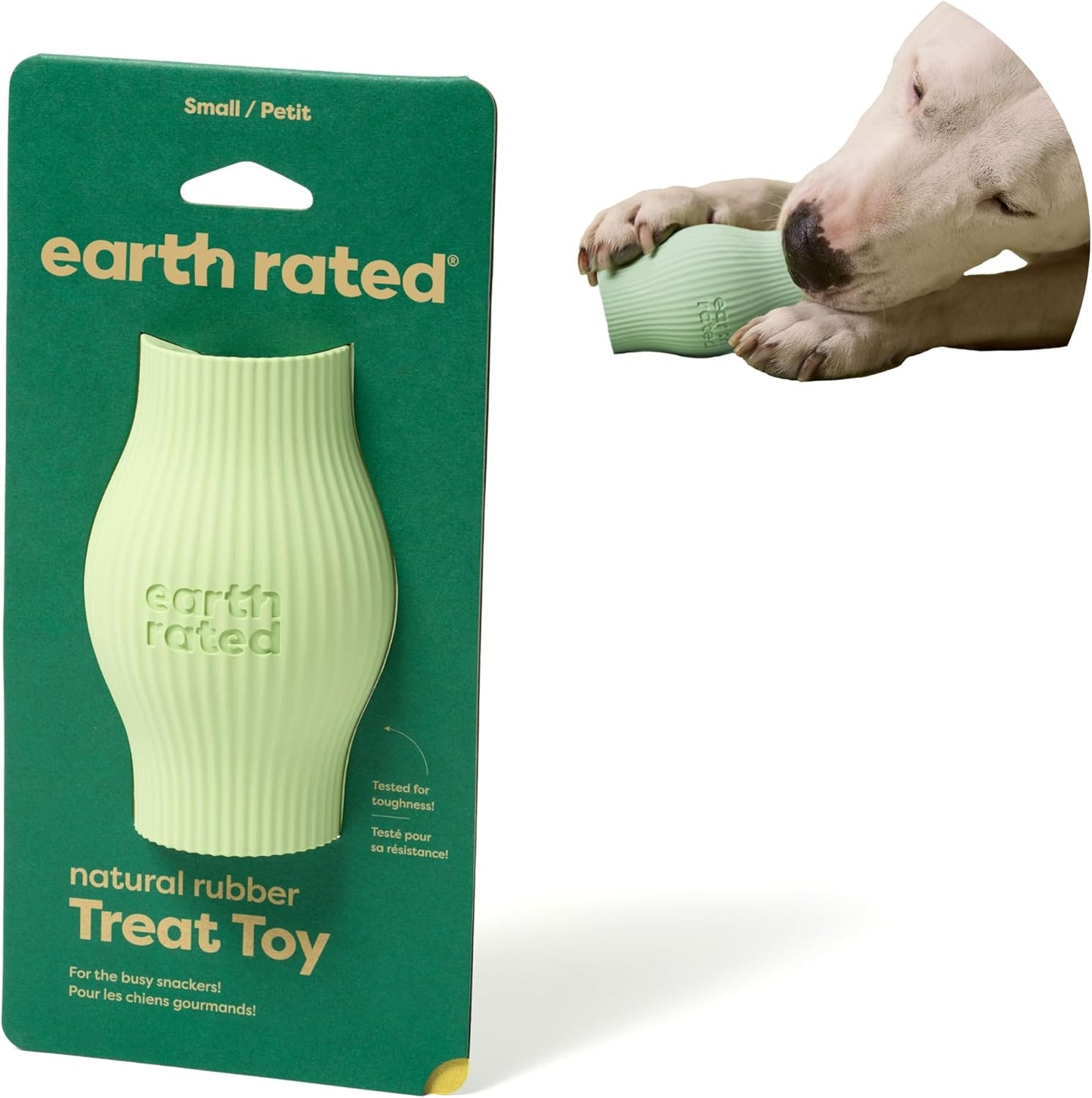 Earth Rated Treat Dispensing Dog Toy - Enrichment Toy for Adult and Puppy Dogs - Slow Feeder - Dishwasher and Freezer-Safe - Natural Rubber - Small - Green