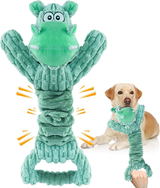 Plush Squeaky Dog Toys - Soft, Durable Fabric for Small, Medium and Large Dogs - Indoor Tug of War Toys