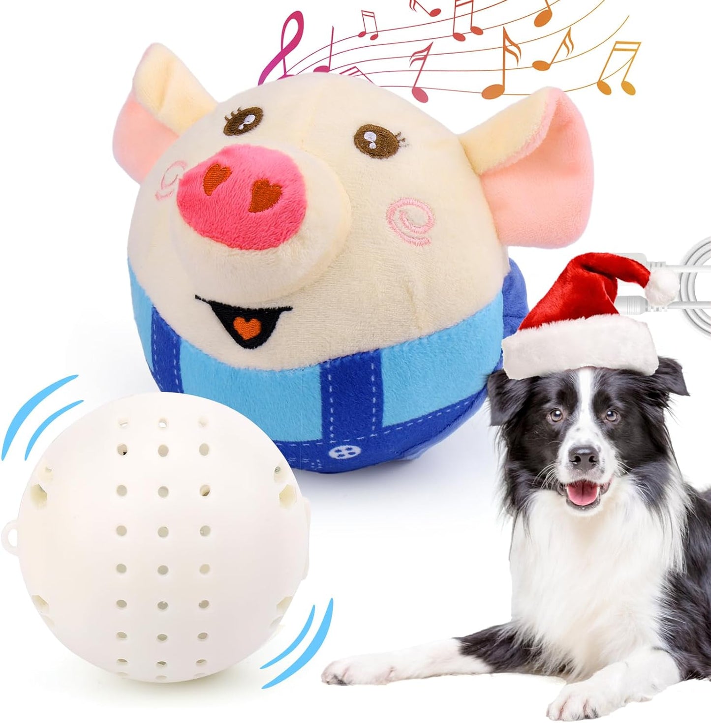 Mity rain Interactive Dog Toys, Interactive Dog Ball for Pet Automatic Rolling Jumping Vibrating Wiggling, Dog Squeaky Ball with Chewable Plush Cover&Music for Small/Medium/Large Dogs Chasing